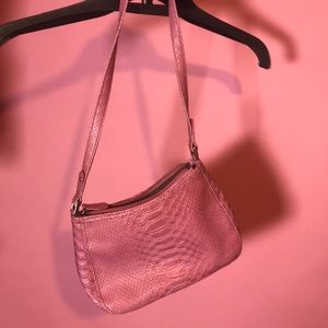 Pink faux alligator snake skin purse